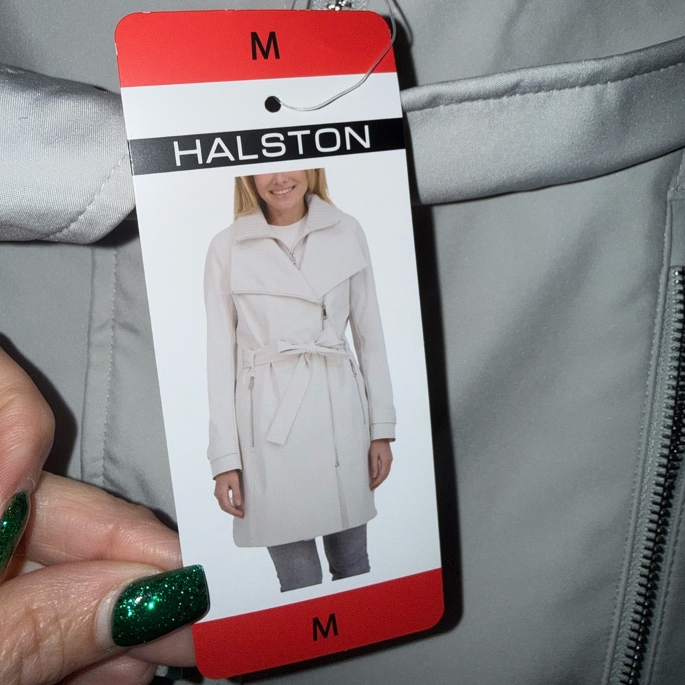 NEW Halston Women’s Water-Resistant Gray Belted Trench Coat – Sizes M & L - Picture 6 of 16
